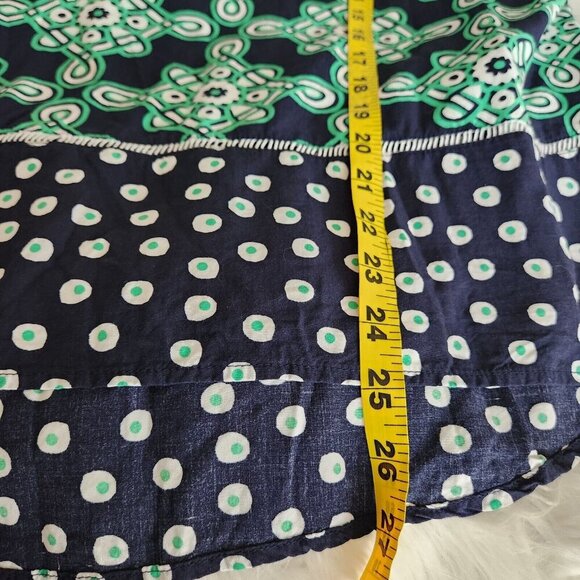 Crown & Ivy Blouse Womens 2X Pullover XXL Boho Top Bell Sleeves Blue/Green Beach - Picture 6 of 11